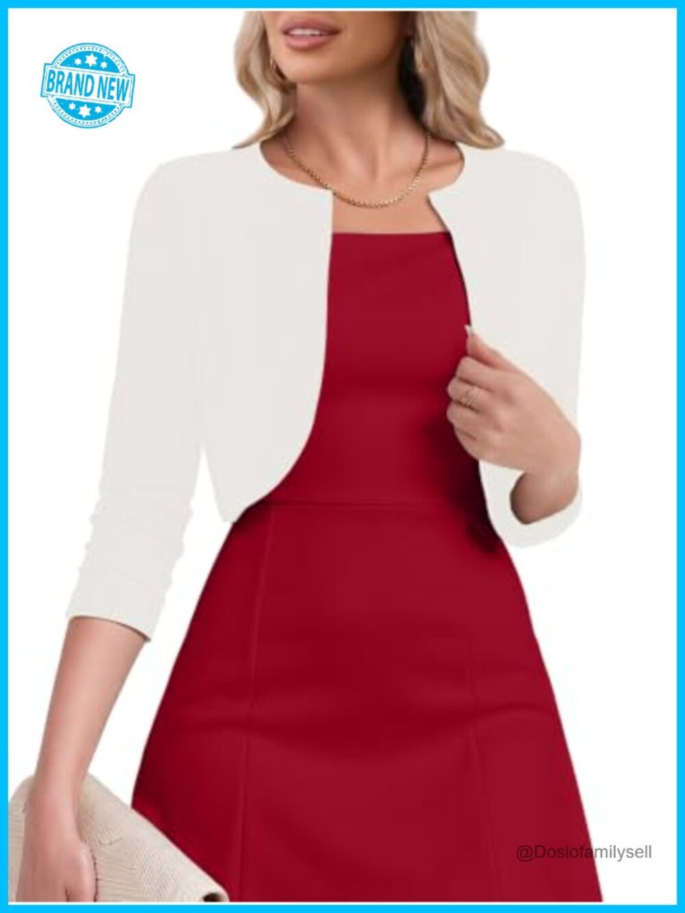 Women's 3/4 Sleeve Knitted Shrug Cropped Cardigan